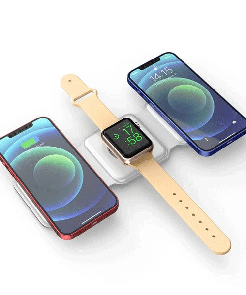 3 in 1 Magnetic Foldable Wireless Charging Station 15W Fast Charger for iPhone, AirPods & Smartwatch