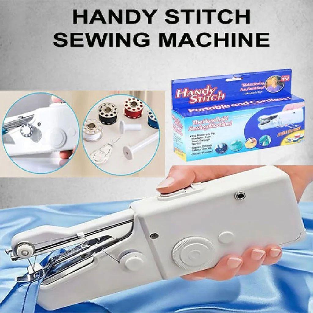 (Free Shipping) Handled Sewing Machine White Battery Powered Denim Repair