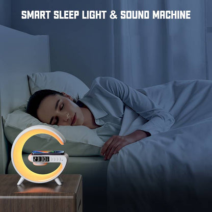 (free home deliver) Multifunctional Lamp With Bluetooth Speaker Wireless Charger Sunrise Wake-up & Alarm Clocky
