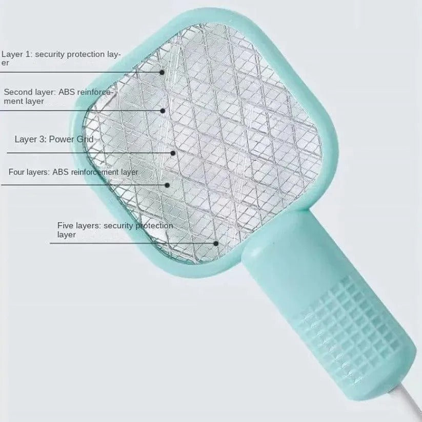 (Free Shipping) Electric Mosquito Swatter White ABS Plastic - 1 PC