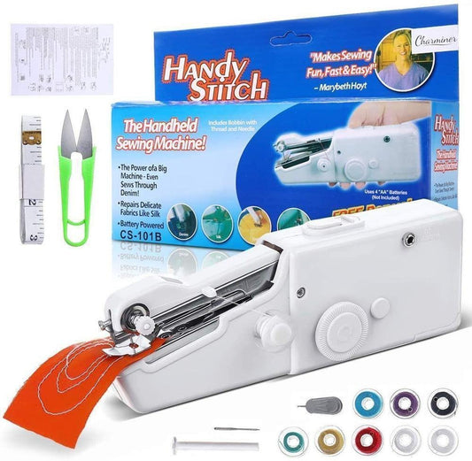 (Free Shipping) Handled Sewing Machine White Battery Powered Denim Repair