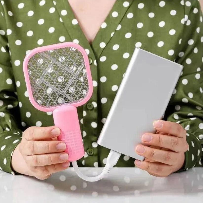 (Free Shipping) Electric Mosquito Swatter White ABS Plastic - 1 PC