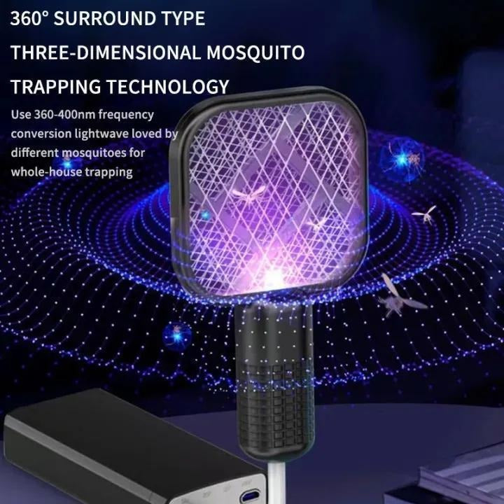 (Free Shipping) Electric Mosquito Swatter White ABS Plastic - 1 PC