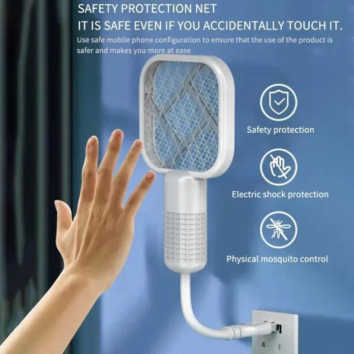 (Free Shipping) Electric Mosquito Swatter White ABS Plastic - 1 PC