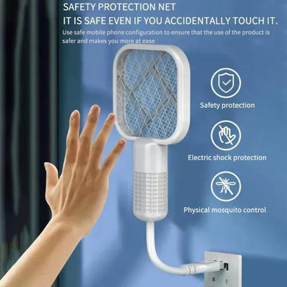 (Free Shipping) Electric Mosquito Swatter White ABS Plastic - 1 PC